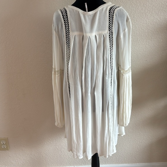 Free People Just The Two Of Us Boho Flowy Ivory Tunic 0070 - Picture 10 of 11